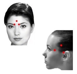 Points in any of headaches, on the face and the temple